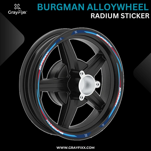 Alloy Wheel Radium Sticker for Burgman 125 | Printed in Premium Radium with FPF (Fade Protection Film), Waterproof, Precut Sticker, Pack Of 1
